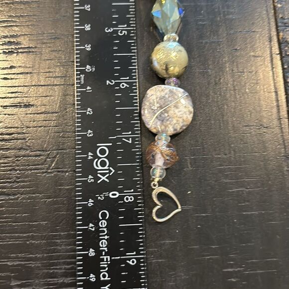 Neutaral Multicolor Beaded Glass Mixed Media Classy Necklace Toggle Closure - Picture 8 of 10